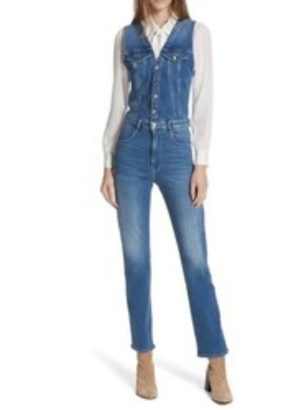 Frame Le Slender Denim Overalls Small Leeson blue wash Casual
